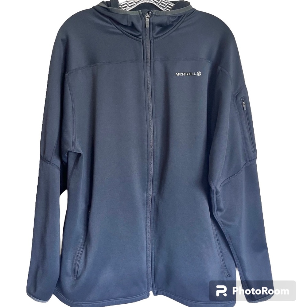 Merrell Black Zip Up Jacket Men’s Medium Wind Breaker, Shell, Warm Liner Coat